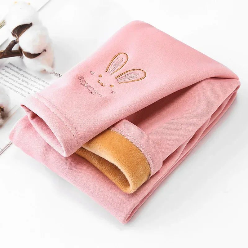 Calça legging infantil de veludo para meninas, calça grossa e quente