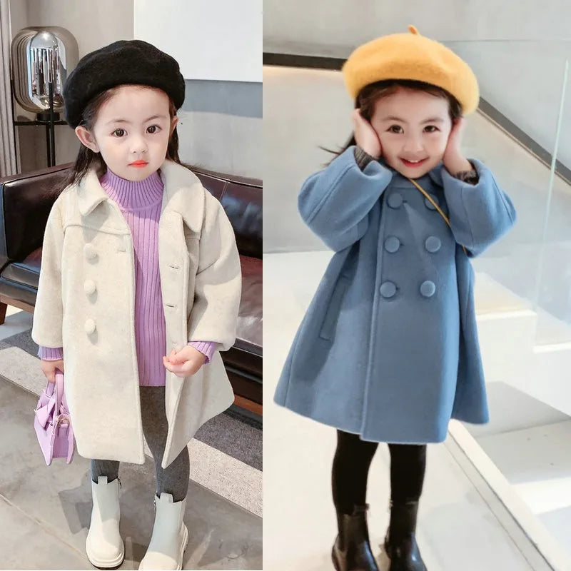 Casaco longo de algodão da moda para meninas