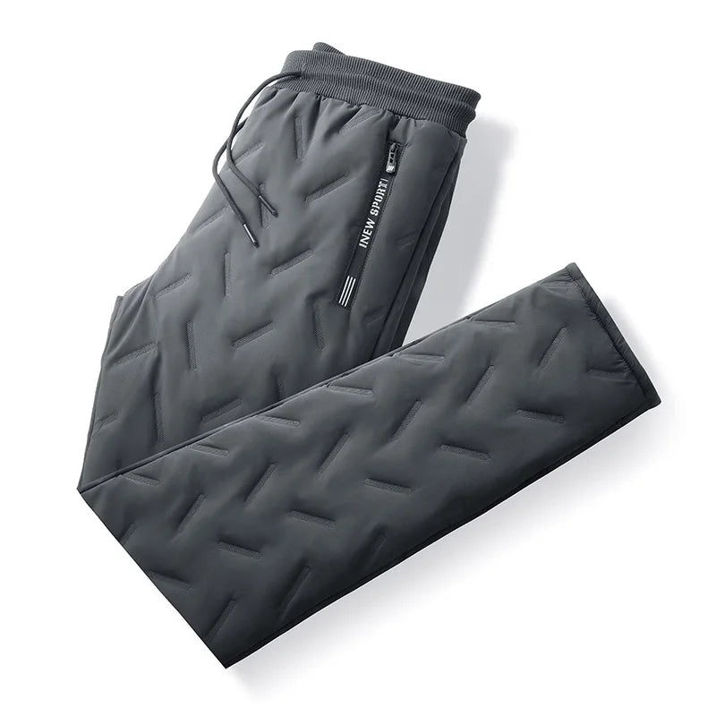 Calças de inverno de algodão com penas masculinas