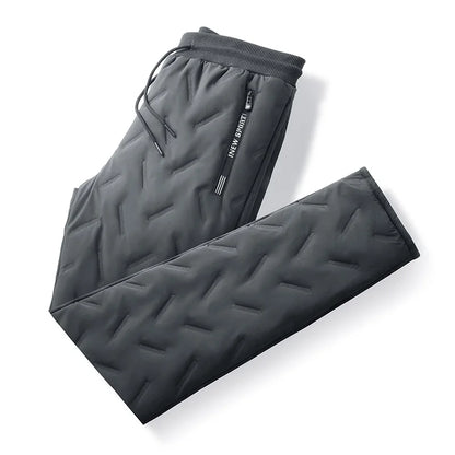 Calças de inverno de algodão com penas masculinas