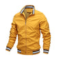 Jaqueta masculina casual com zíper e gola alta para outono e inverno
