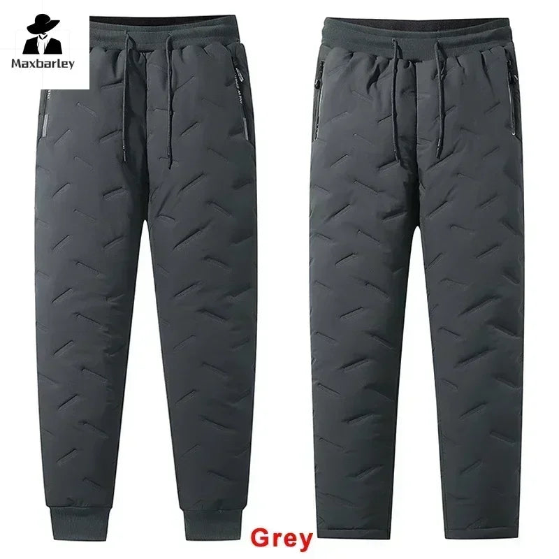 Calças de inverno de algodão com penas masculinas