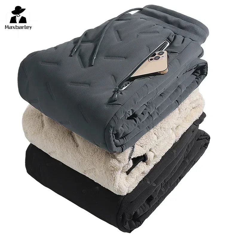 Calças de inverno de algodão com penas masculinas