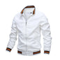 Jaqueta masculina casual com zíper e gola alta para outono e inverno
