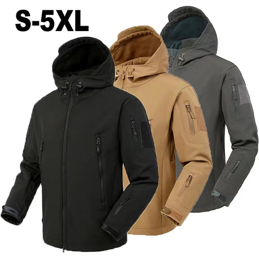 Jaquetas masculinas de lã softshell à prova d'água para outono e inverno