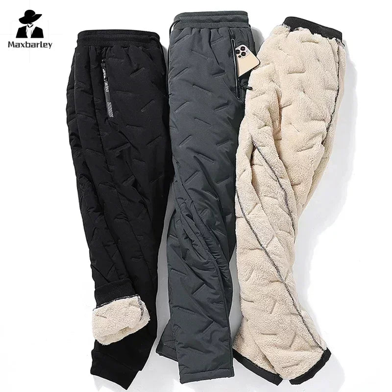 Calças de inverno de algodão com penas masculinas