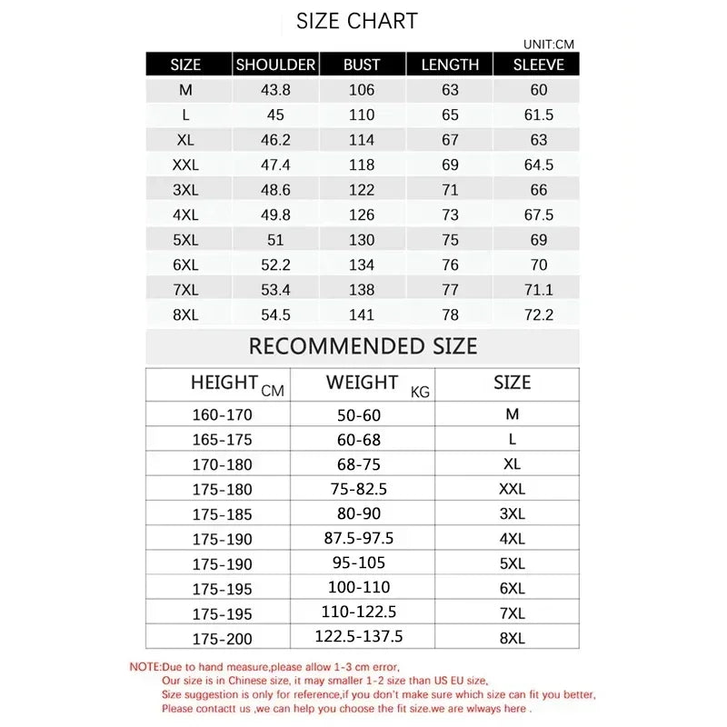 Jaqueta BROWON Plus Size 8xl para Homens 2025 Gola Alta Grossa Jaqueta de Inverno