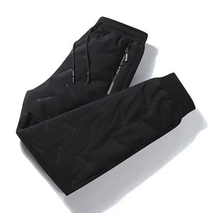 Calças de inverno de algodão com penas masculinas