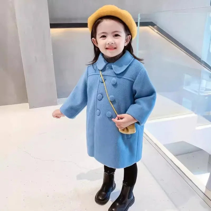 Casaco longo de algodão da moda para meninas