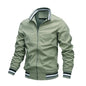 Jaqueta masculina casual com zíper e gola alta para outono e inverno