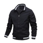 Jaqueta masculina casual com zíper e gola alta para outono e inverno