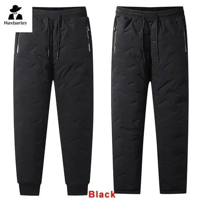 Calças de inverno de algodão com penas masculinas