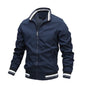 Jaqueta masculina casual com zíper e gola alta para outono e inverno