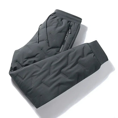 Calças de inverno de algodão com penas masculinas