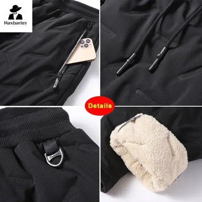 Calças de inverno de algodão com penas masculinas